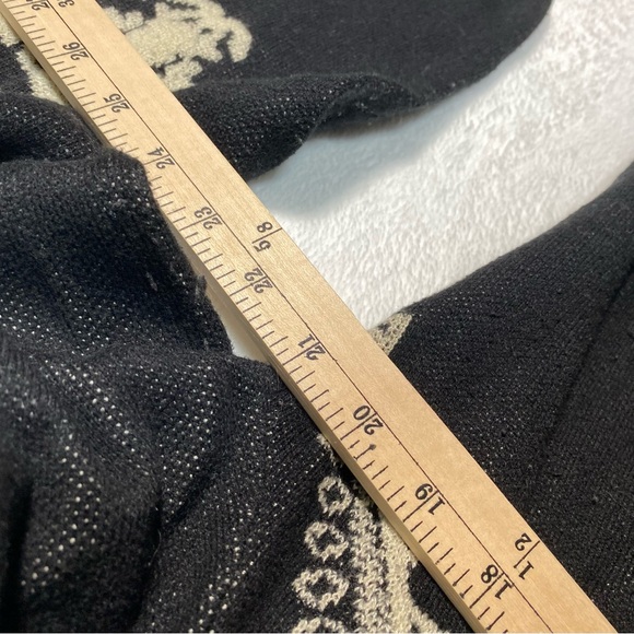 BCBG Max Azria Women Open Front Cardigan Black Floral Aztec Size M with Hood - Picture 5 of 8